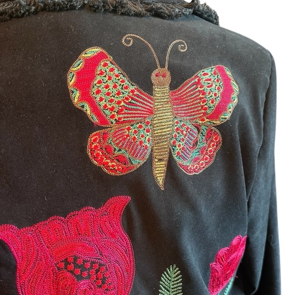 Ilyse Hart Ltd Ladies Vintage Butterfly Floral Embroidered Blazer Size Medium - Picture 3 of 11